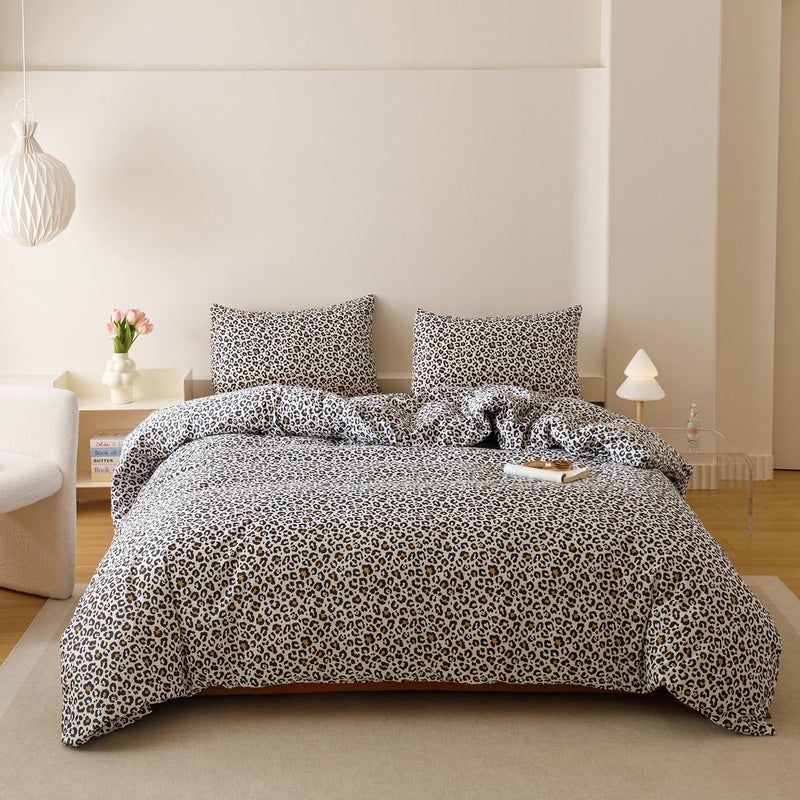 Cottonight Leopard Comforter Set Full Animal Cheetah Print Bedding Set 3 Pieces Leopard Print Comforter Fluffy Soft Bedding Set Kids Teens Full Comforter with 2 Pillowcases - Image 2